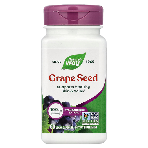 Nature's Way, виноградные косточки, 100 мг, 60 веганских капсул