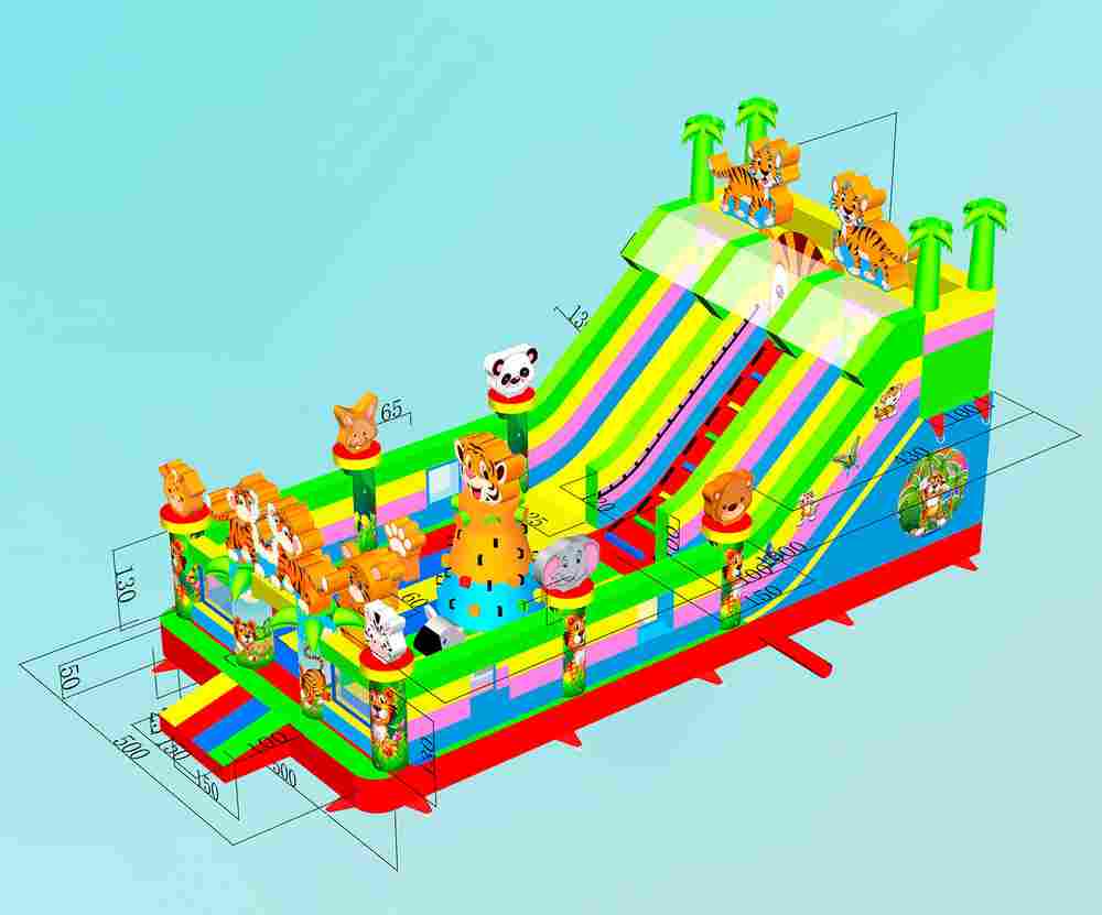Коммерческий надувной батут «Тигриная страна 4», 10*5*5 м