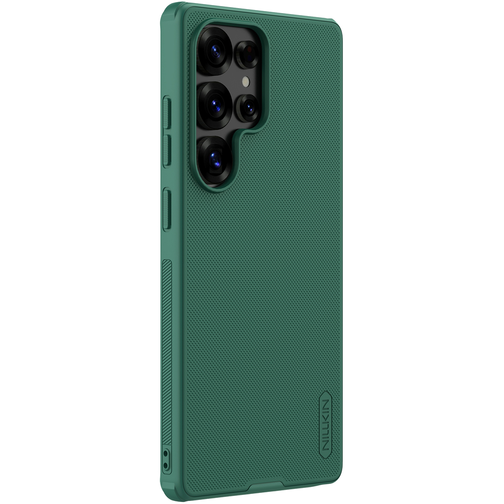 Усиленный противоударный чехол зеленого цвета (Dark Green) от Nillkin для Samsung Galaxy S25 Ultra, серия Super Frosted Shield Pro
