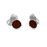 Серьги Лист с вишневым янтарем