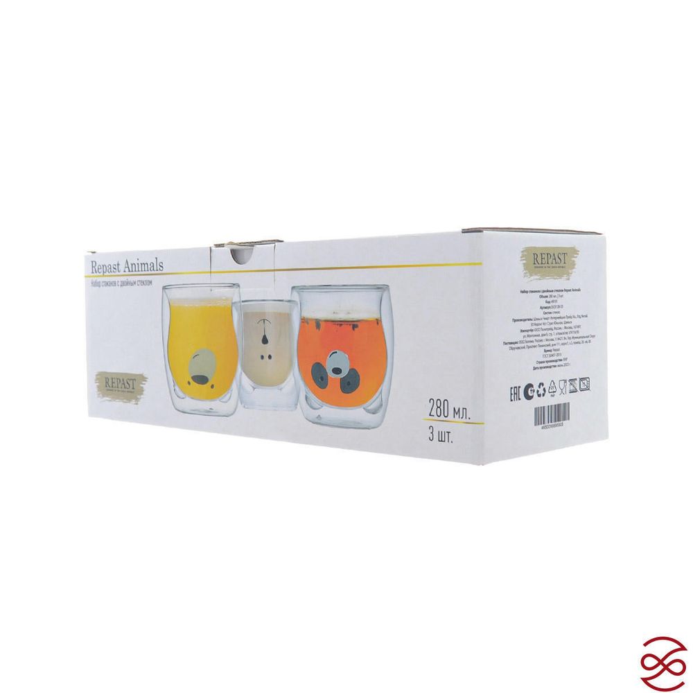 Набор стаканов с двойным стеклом Repast Animals 280 мл (3 шт)