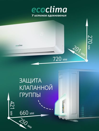 Настенная сплит-система Ecoclima ECW/I-CH09/AA-4R1 (White) + EC/I-CH09/A-4R1 (White), белый