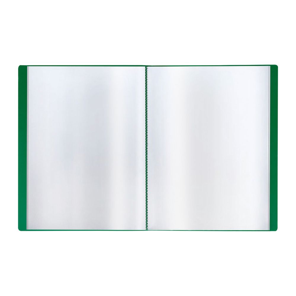 Папка с 100 вкладышами, Стамм Стандарт, 800мкм, корешок 30мм с карманом, зеленая