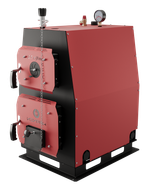 Твердотопливный котел длительного горения Изуран-65 в кожухе на 65 кВт. Отапливаемое помещение до 1755 куб.м. Производитель - Изуран