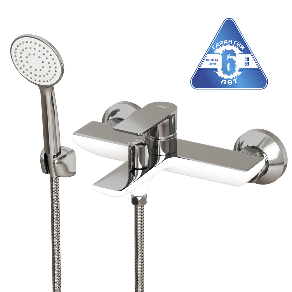 Смеситель для ванны 35k MIXLINE ML33-01 "City White" БЕЛЫЙ/ХРОМ