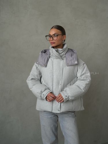 Серый пуховик-трансформер на молнии