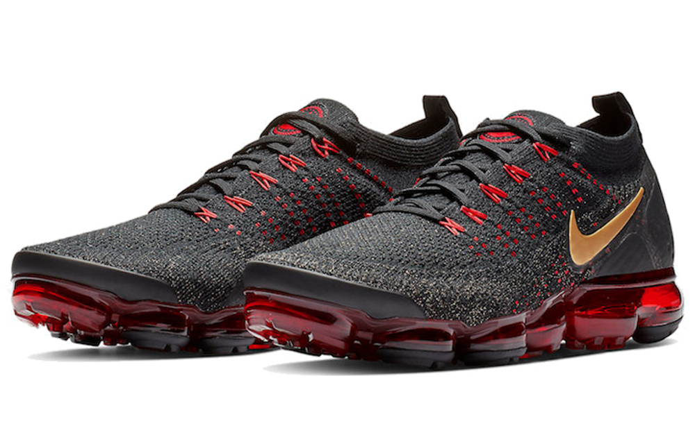 Nike VaporMax 2.0 New Year's Year of the Pig Non-slip Lightweight low-top cushion casual running shoes men's Black Red gold