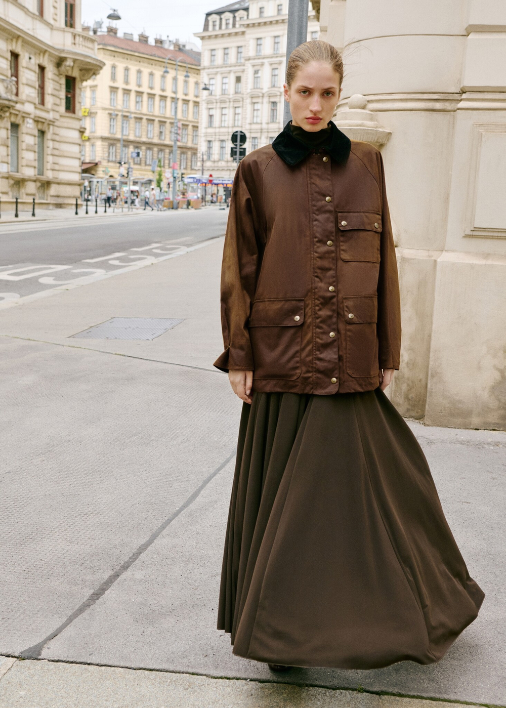 MANGO Парка с бархатным воротником, табачный