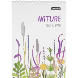 Блокнот Attache Nature White flowers А5 60 листов белый в клетку на спирали