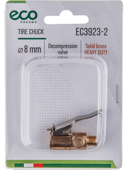 Наконечник для подкачки шин (резьба 8 мм, клапан сброса давления, латунь) ECO