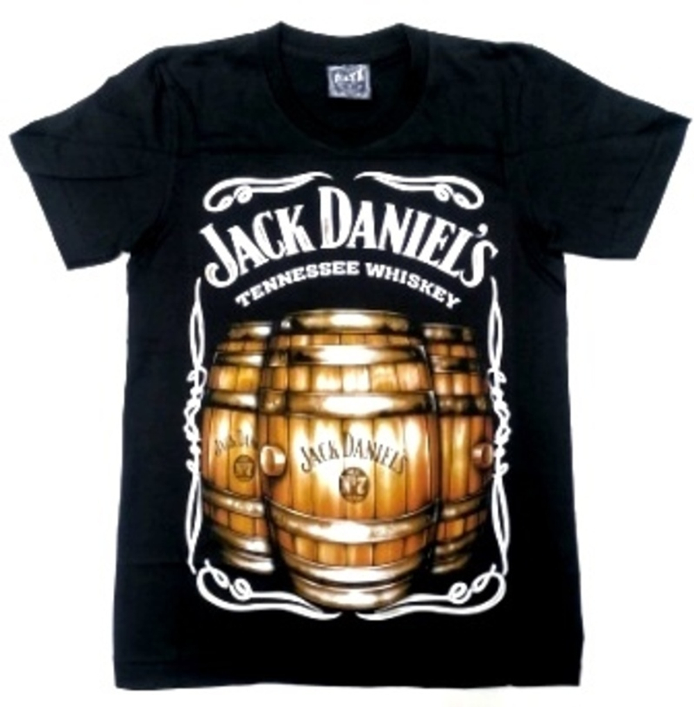 Футболка хлопок шелкография. MS103 Jack Daniels бочки XXL