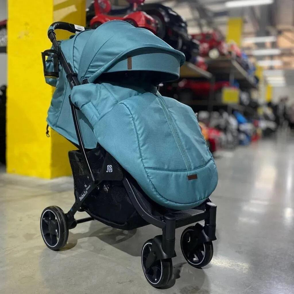 Коляска прогулочная Babalo 2022 Озёрный текстиль на чёрной раме с сумкой