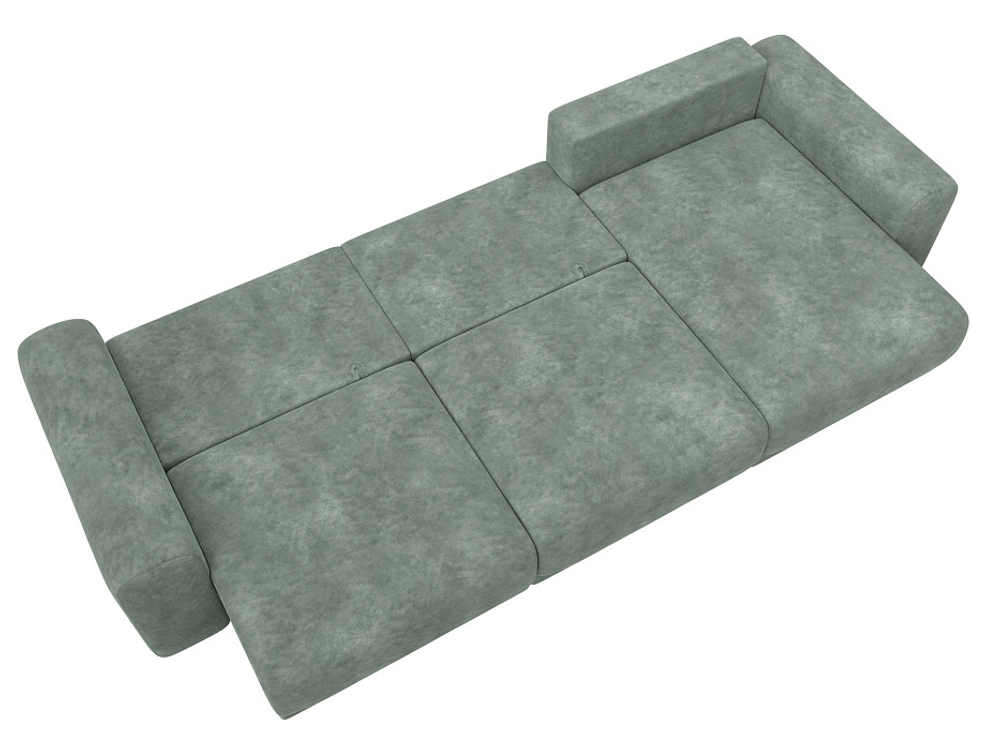 Диван угловой Лига-056 НПБ Лонг угол универсальный ВЕЛЮР BRUT 08 зеленый