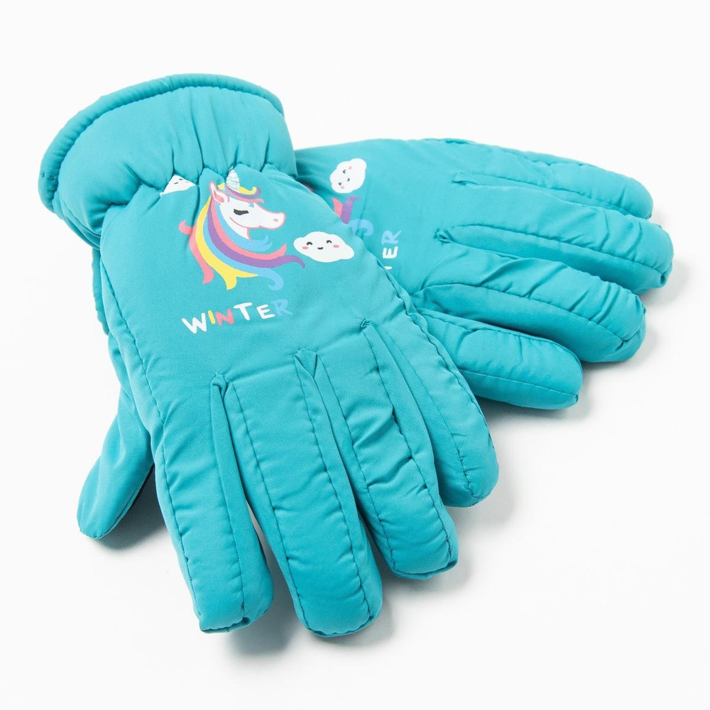 Перчатки д/девочки р.15 бирюзовый 9879971 (Rossini), 1 шт.