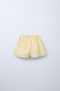 ZARA БЕРМУДЫ ИЗ ОРГАНЗЫ С ЦВЕТОЧНЫМ ПРИНТОМ, СВЕТЛО-ЖЕЛТЫЙ