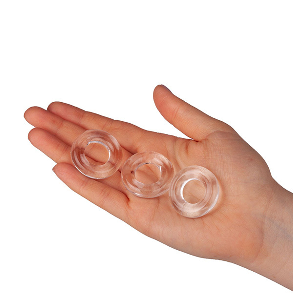 Набор из 3 гладких прозрачных эрекционных колец 2см Bior Toys Erowoman-Eroman EE-10194-1