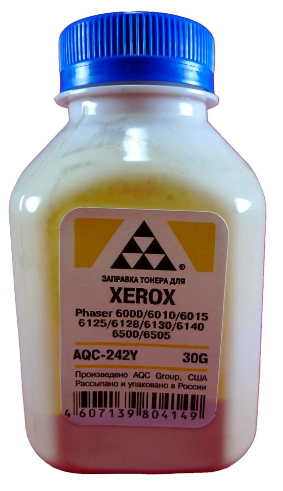 Тонер XEROX Phaser 6000/6010/6015/6125/6128/6130/6140/6500/6505  Yellow (фл. 30г) (AQC-США) фас.Россия