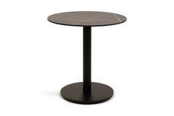 "Каффе" стол из HPL круглый Ø70см, цвет "серый мрамор", подстолье стальное