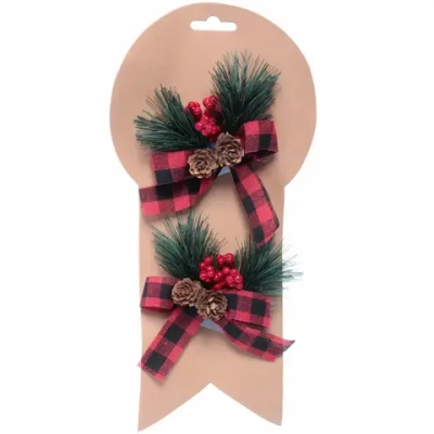 Бант на елку «Сказочная хвоя» 11*12 см (набор 2 шт.), красный