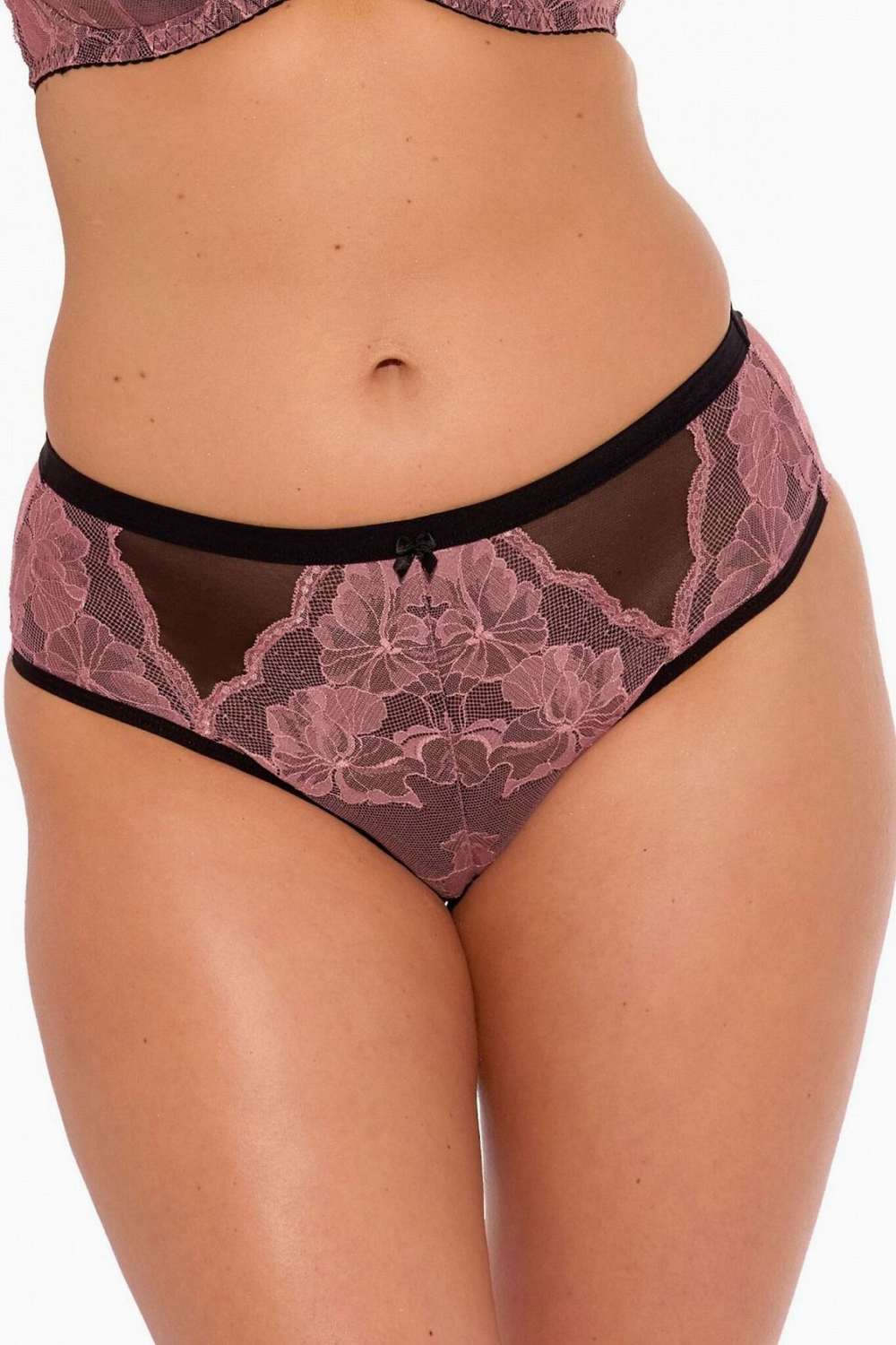 Соблазнительные черно-розовые трусики-слипы Malene (Размер: S) (Цвет: черный с розовым)