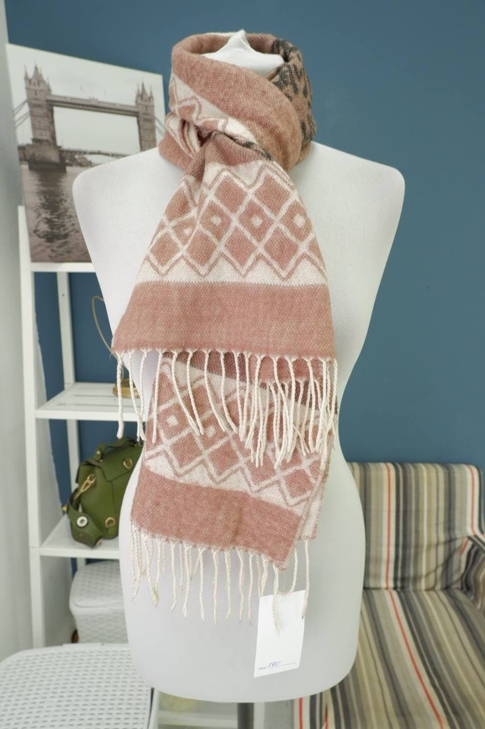 Шарф кофейный с бахромой