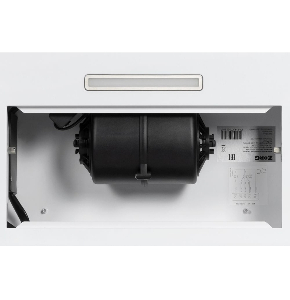 Вытяжка кухонная MACBI S-BOX-60A1 (WHITE) белый, D120мм. 850 м3/ч, полновстраиваемая, мотор 70Ватт, металл 60см, кнопочное управл.