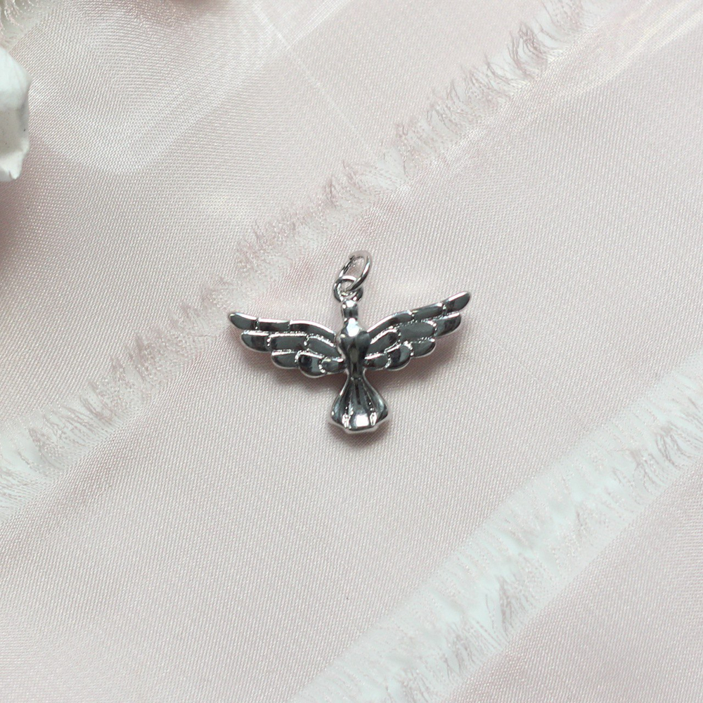 849-р Подвеска "Феникс" гладкая 15*24мм, родий