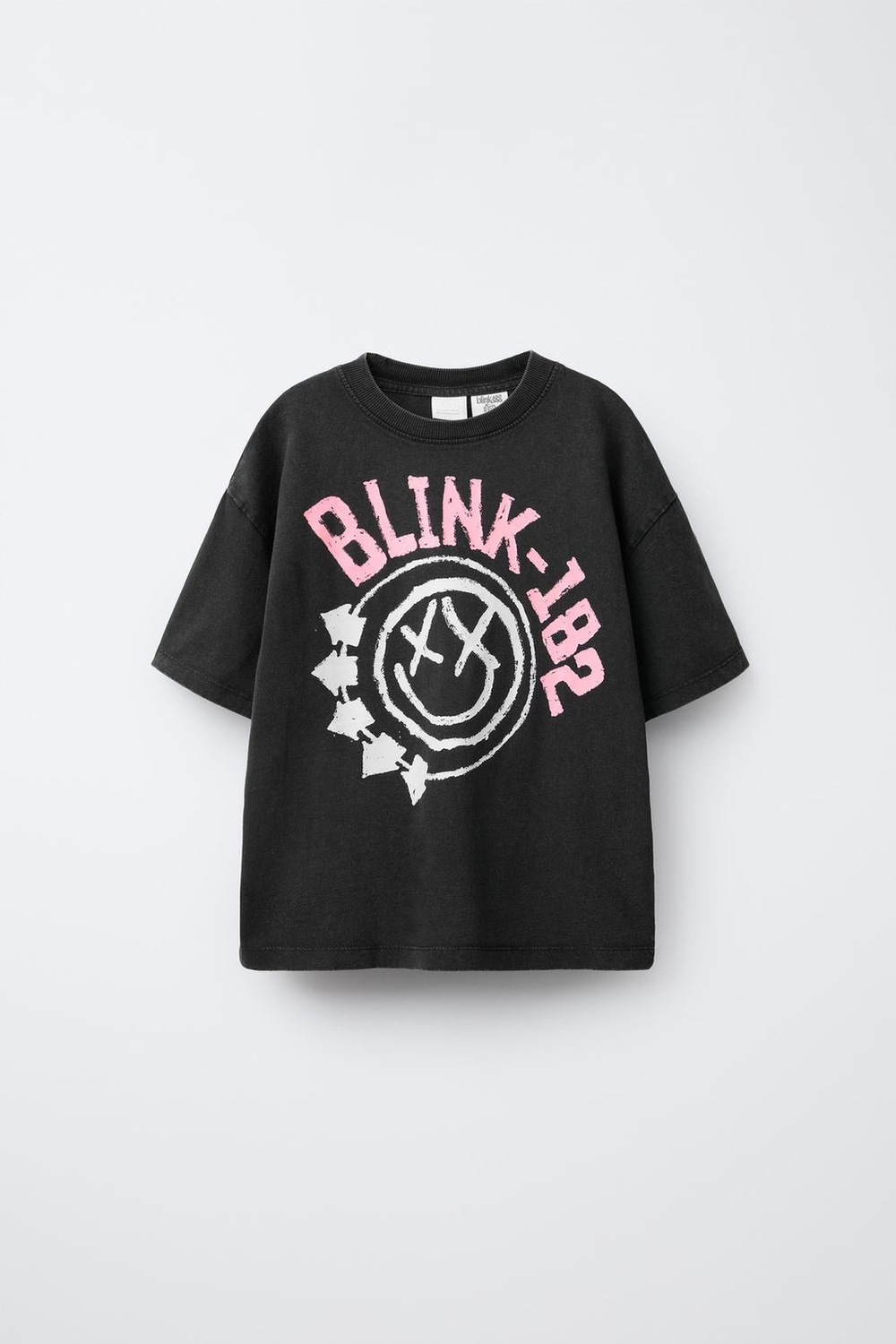 ZARA ФУТБОЛКА С ПРИНТОМ BLINK 182 ©, ТЕМНЫЙ АНТРАЦИТ
