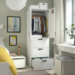 Гардероб - IKEA SMÅSTAD / PLATSA /SMАSTAD / СМОСТАД/ ПЛАТСА ИКЕА, 181х60 см, белый/бирюзовый