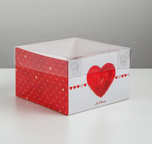 Коробка для капкейков 4 шт «Ja t`aime» 160*160*100мм