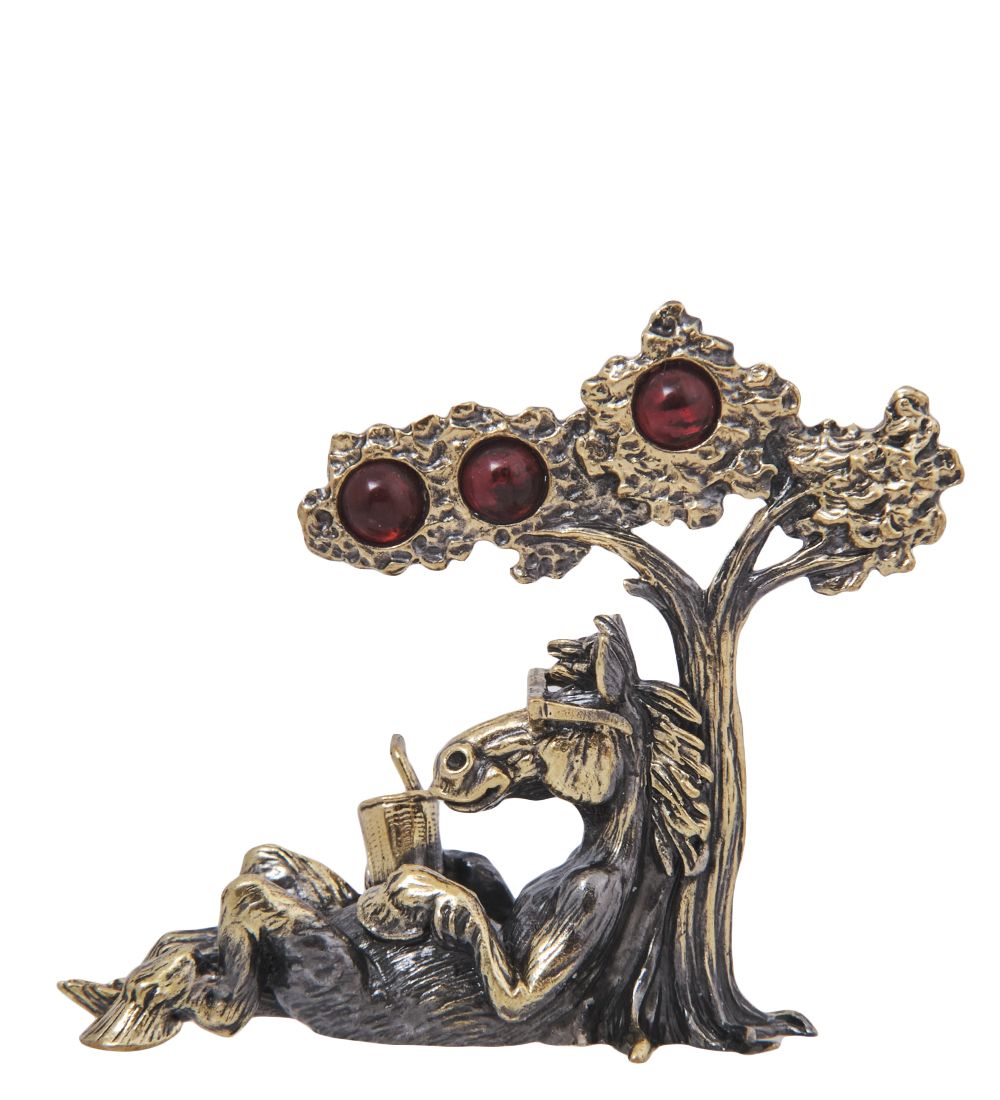 Народные промыслы AM-4246 Фигурка «Лошадь Жизнь Кайф» (латунь, янтарь)