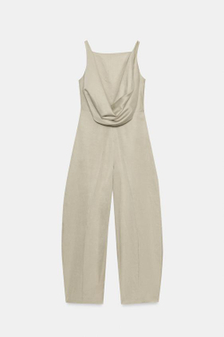 ZARA КОМБИНЕЗОН С ОТКРЫТОЙ СПИНОЙ — ZW COLLECTION, БЕЖЕВЫЙ