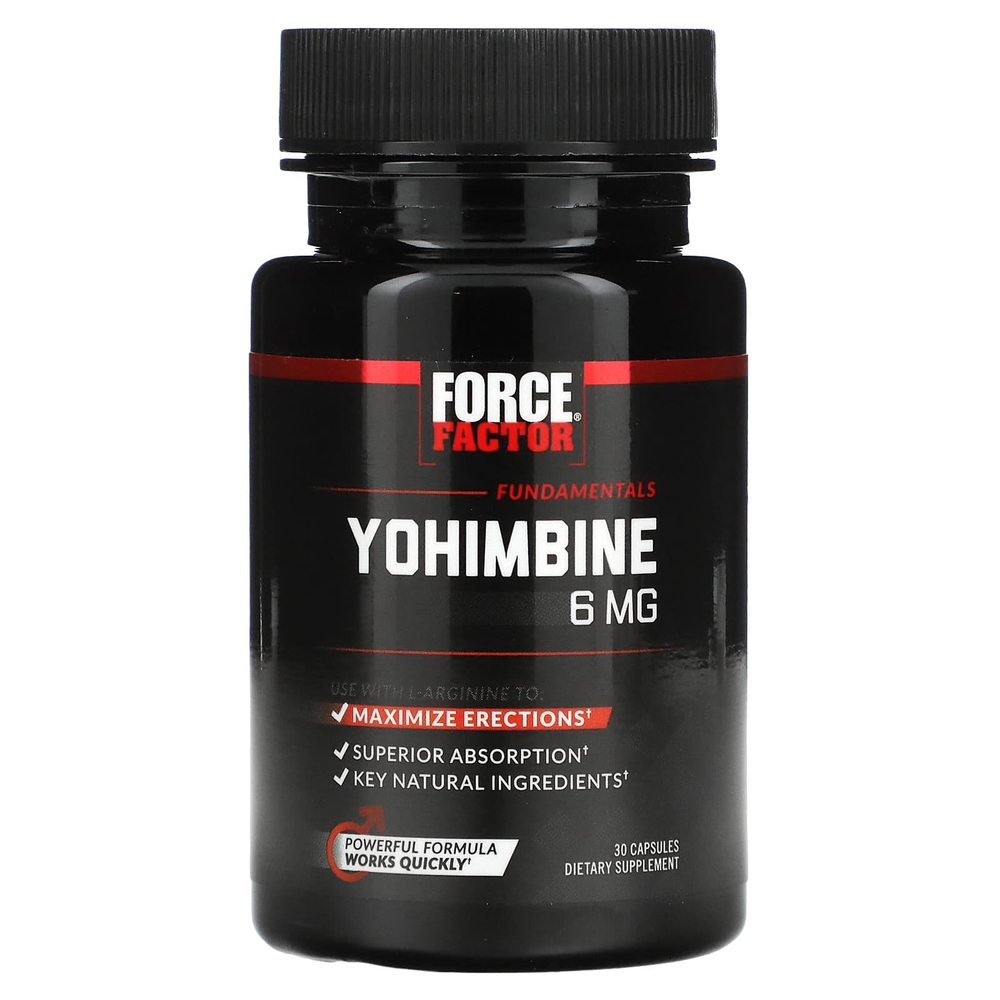 Force Factor, йохимбин, 6 мг, 30 капсул