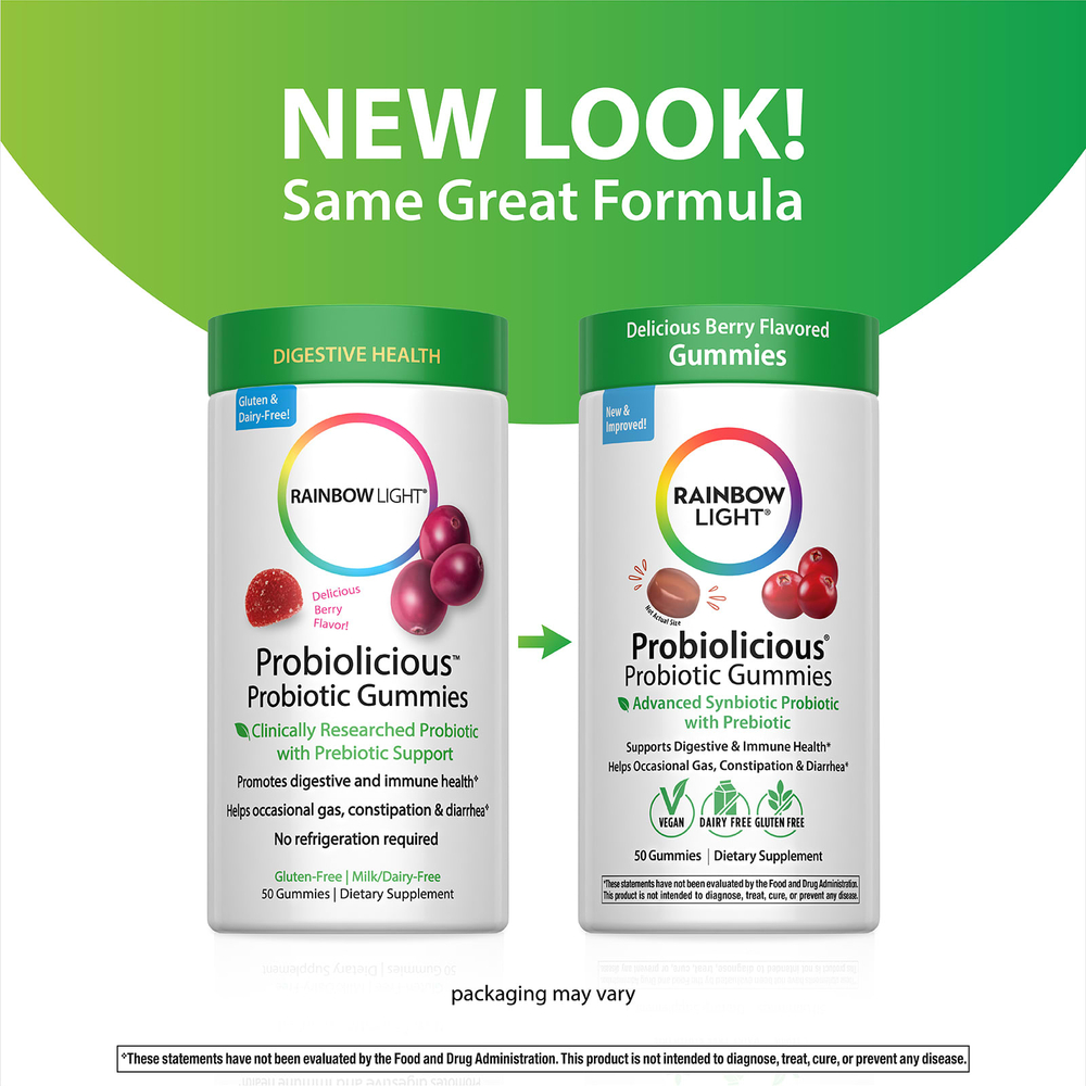 Rainbow Light, Probiolicious, пробиотики, со вкусом ягод, 50 жевательных таблеток