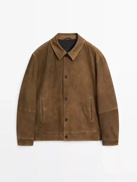 Massimo Dutti Куртка из кожи наппа с пуговицами, норка