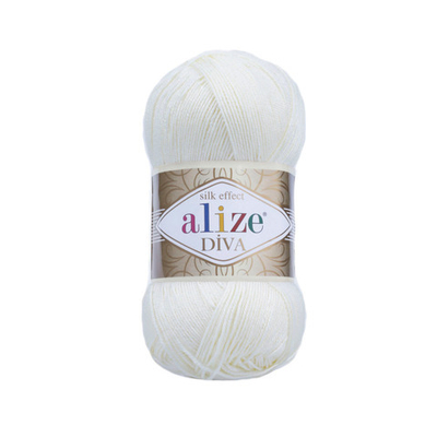 Пряжа Alize (Ализе) Diva / уп.5 мот. по 100 г, 350м, 1055 сахарно-белый A