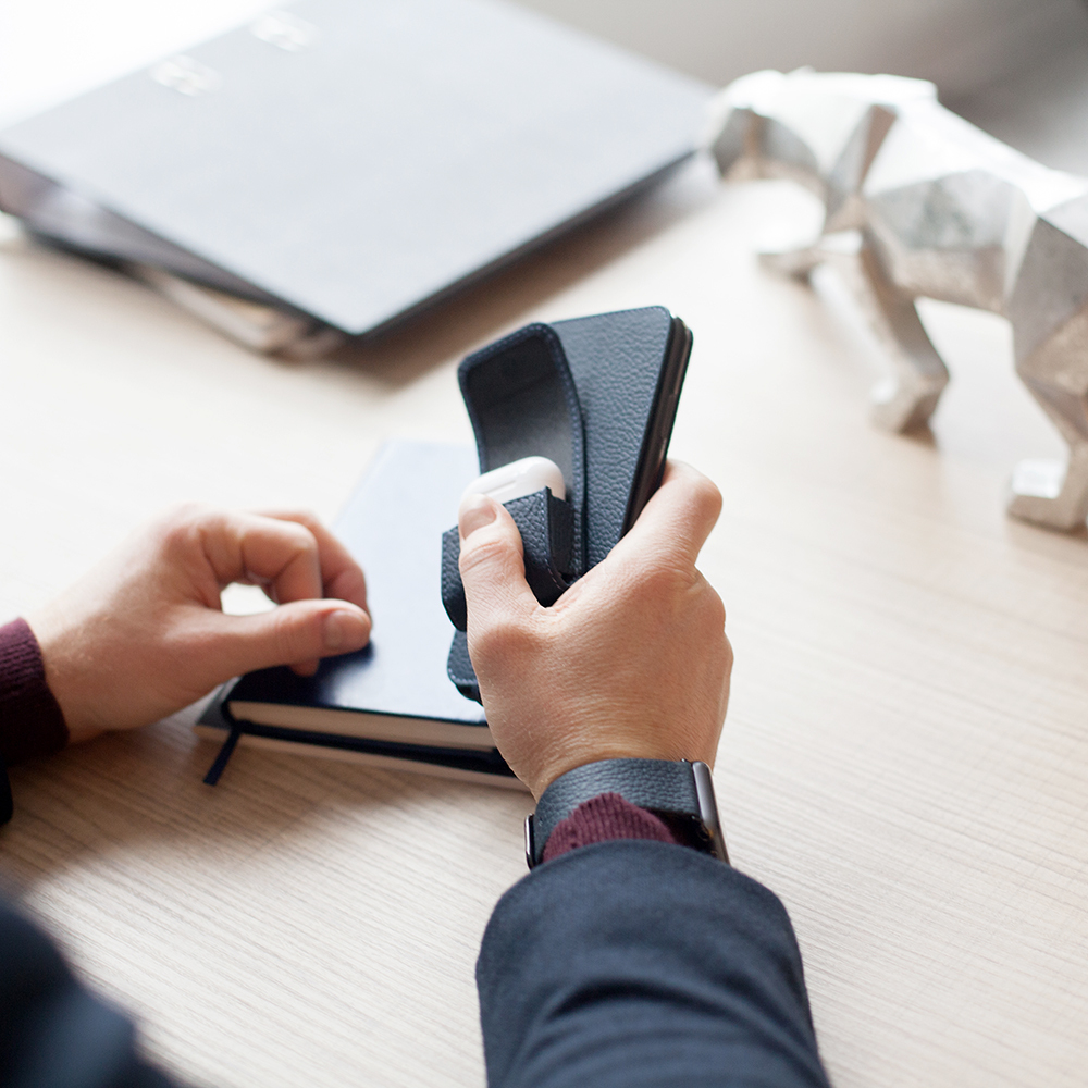 Чехол для наушников Petit из кожи теленка, цвета синий