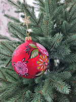 Шар стеклянный "Городецкая роспись" цветы, ручная работа
