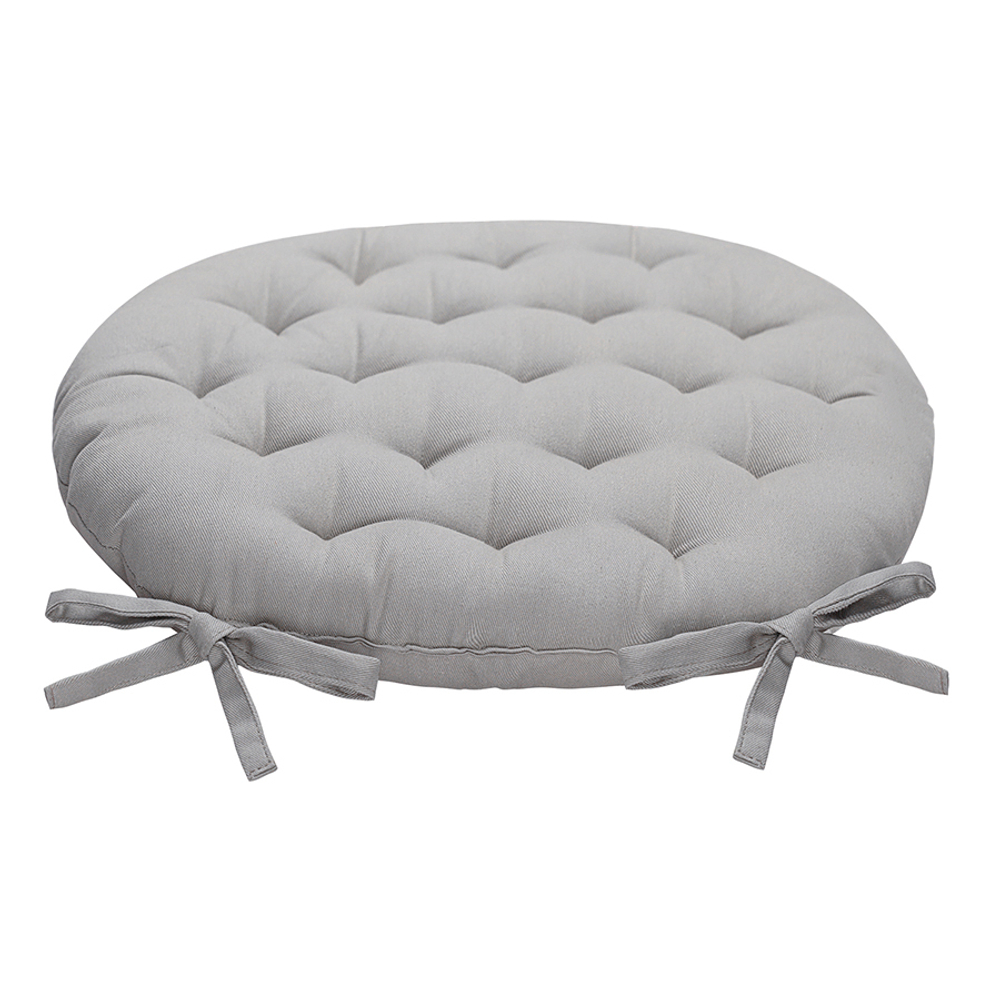 Подушка на стул круглая из хлопка серого цвета из коллекции essential, 35 см