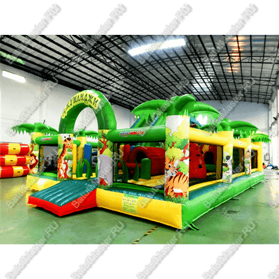Коммерческий надувной батут "Джунгли малый со скалодромом"