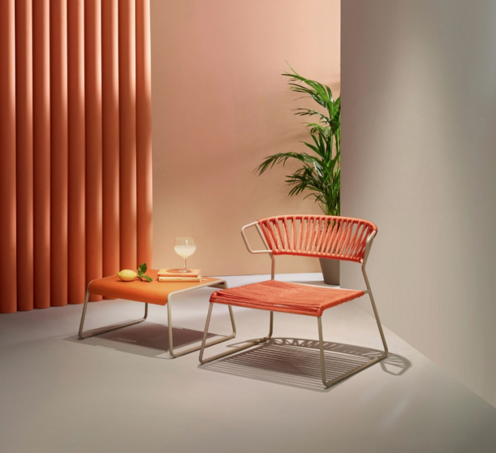 Кресло лаунж плетеное Scab Design Lisa Lounge Filo, тортора, оранжевый