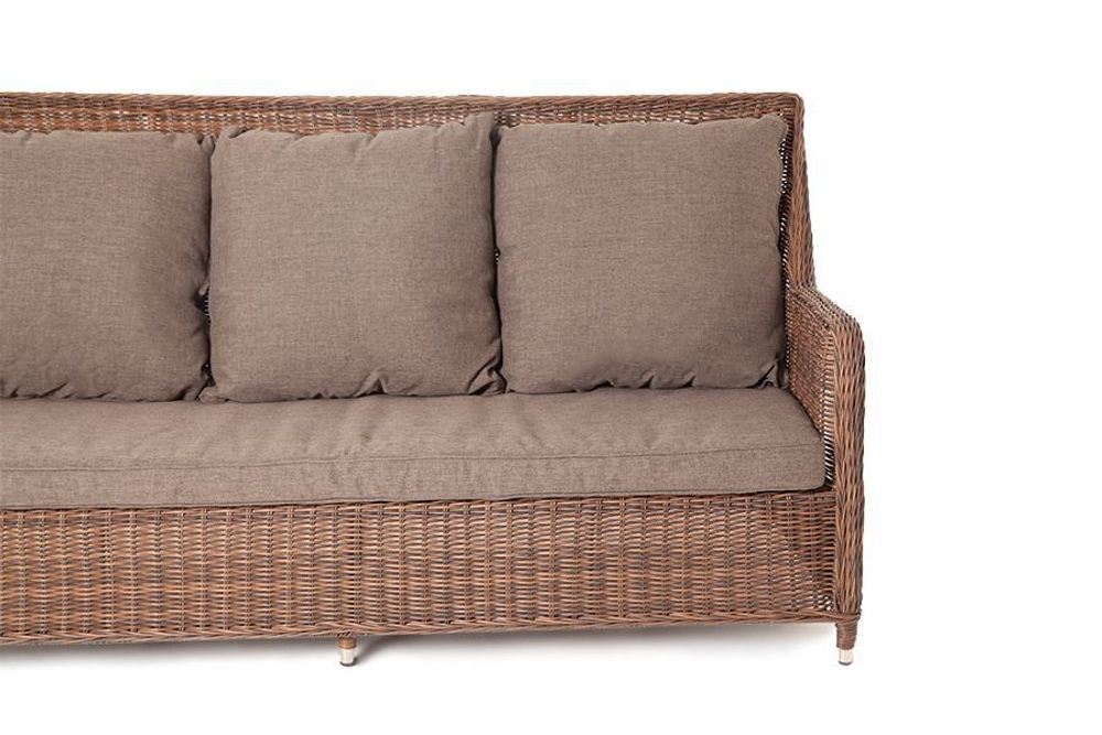 "Гляссе" диван трехместный из искусственного ротанга, цвет коричневый