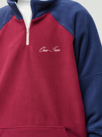 Drawstring Half-Zipped Sweatshirt Raspberry-Navy Smoke