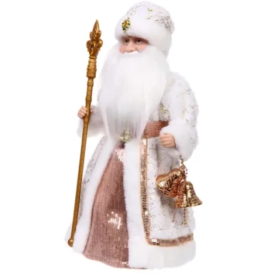 Дед Мороз музыкальный «Зимний день» в бежевой шубке 40 см