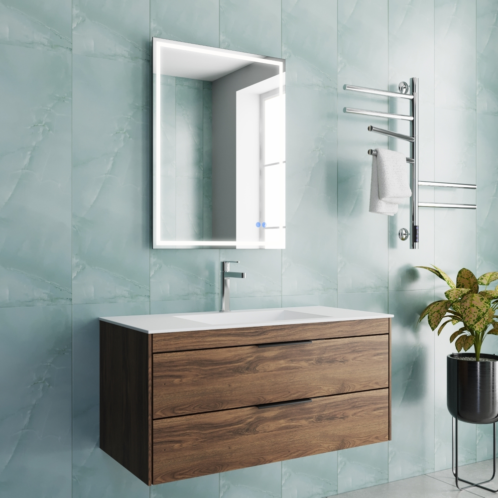 База под раковину Chiara 2D 1000 подвесная, 2 выкатных ящика soft-close, С.Oak