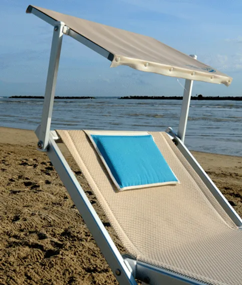 Шезлонг-лежак металлический 501 Relax, серебристый, слоновая кость