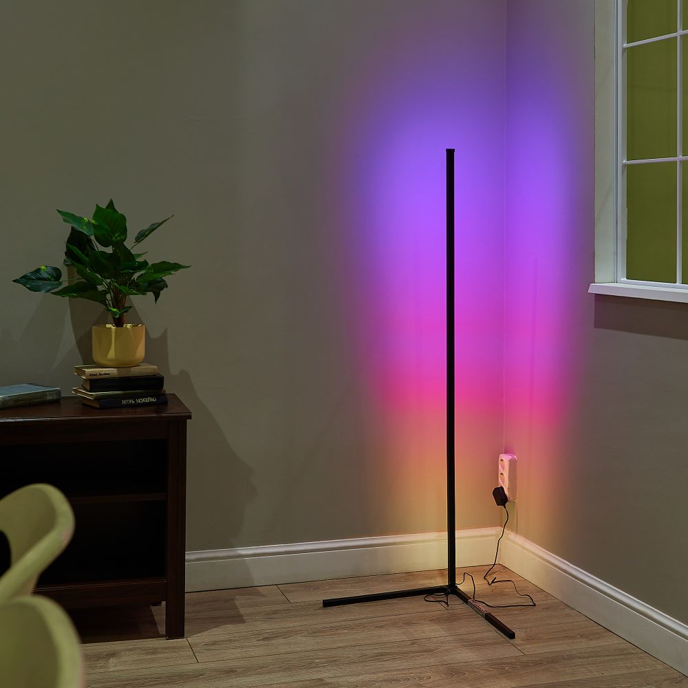 ULM-T630 10W-RGB-DIM-RC BLACK Торшер напольный светодиодный. 10W. RGB свет. Диммер. Пульт ДУ в-к. Черный. ТМ Uniel