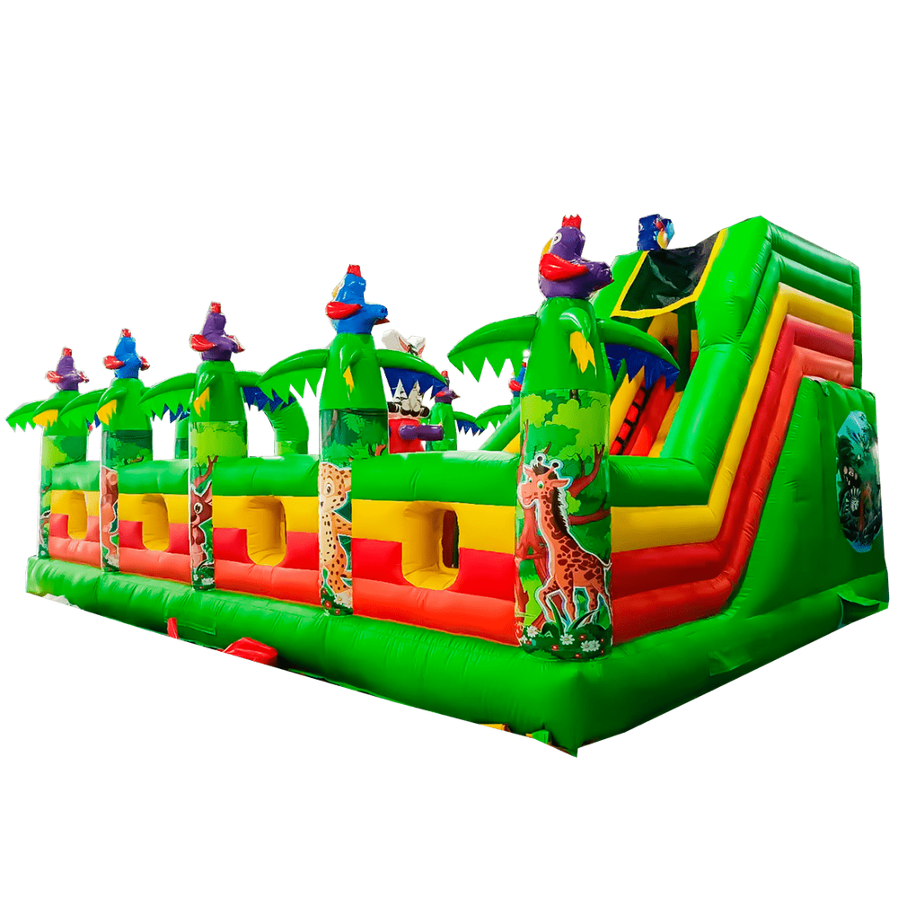 Коммерческий надувной батут "Джунгли" с горкой, 9*6*4.5 м