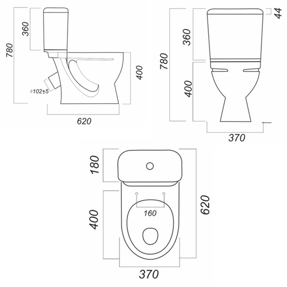 Унитаз-компакт "Стандарт" комфорт (а/вспл, кос, нижн, AlcaPlast/Oliveira, сид.дюро М/ЛИФТ) (Sanita)