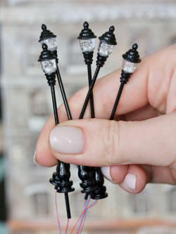 Фонарь уличный миниатюрный для макетов "Парковый #2" (85 мм; 5 штук) / мини фонари для парков и железных дорог